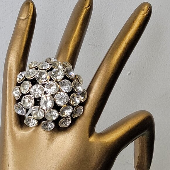 Large Statement Crystal Ring, Huge Crystal Cocktail Ring - Picture 1 of 7